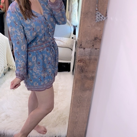 Veronica Beard blue tiani floral drawstring dress in cornflower size 8 - Picture 5 of 14